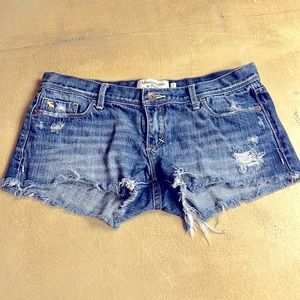 Abercrombie and Fitch, Jean shorts, distressed, raw hem, size 2